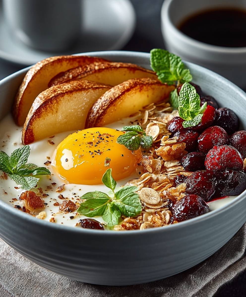 Knusprige Frühstücksschüssel golden