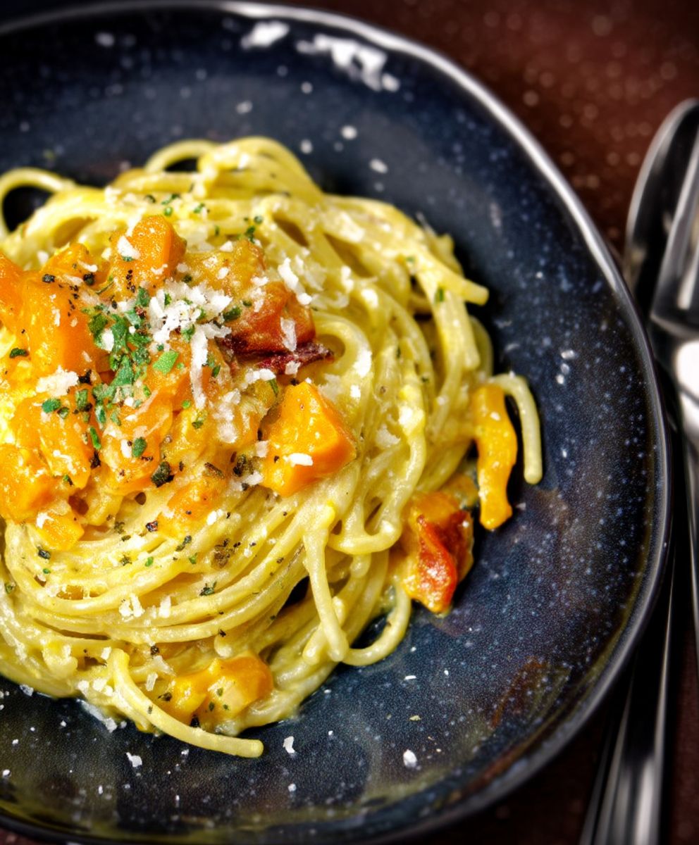 Kürbis Carbonara einfach zubereiten