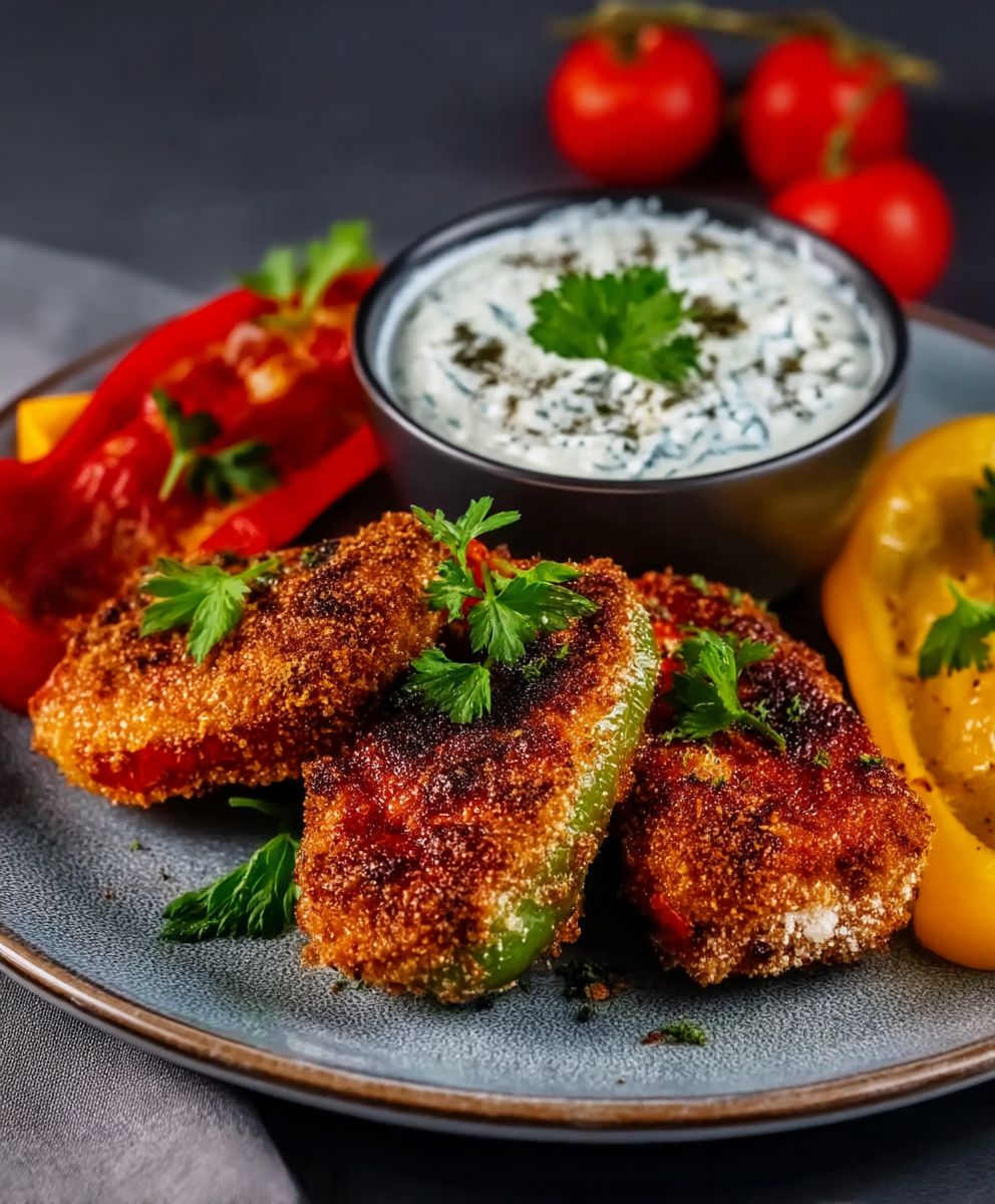 Panierte Paprika Feta