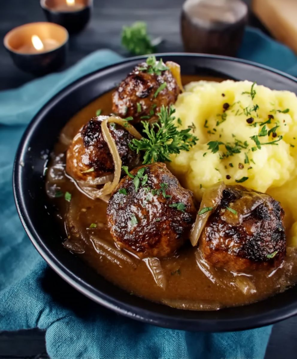 Hackbällchen Zwiebelsauce