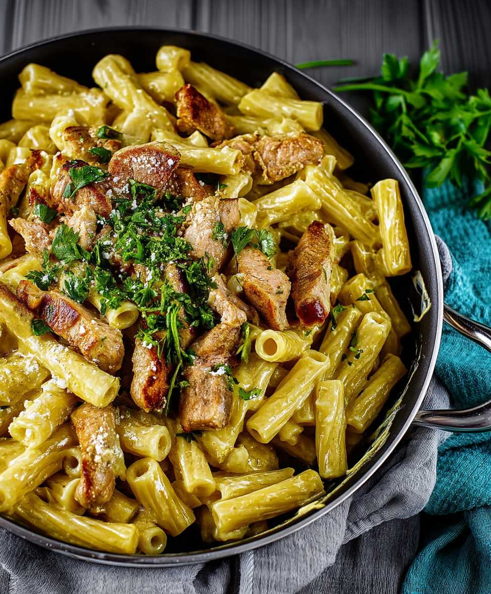 Pasta mit Filetstreifen