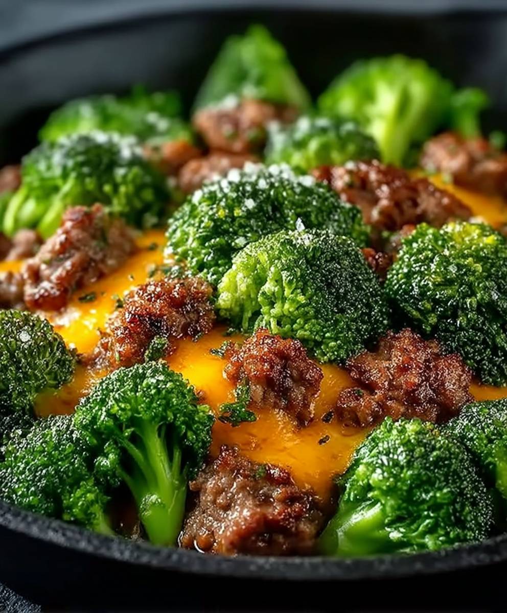 Keto Hamburger Brokkoli Pfanne
