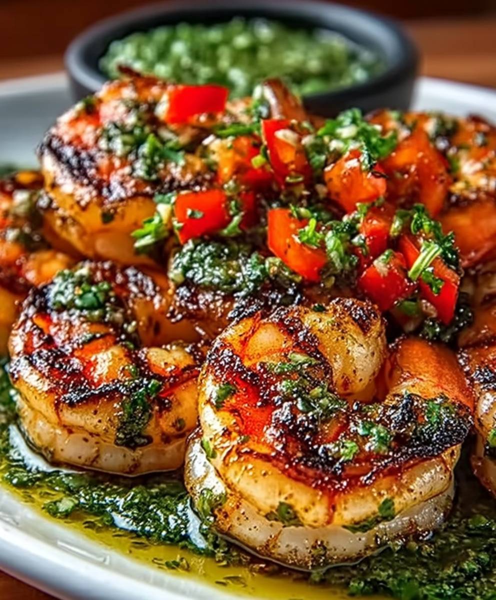 Gegrillte Garnelen Chimichurri Soße