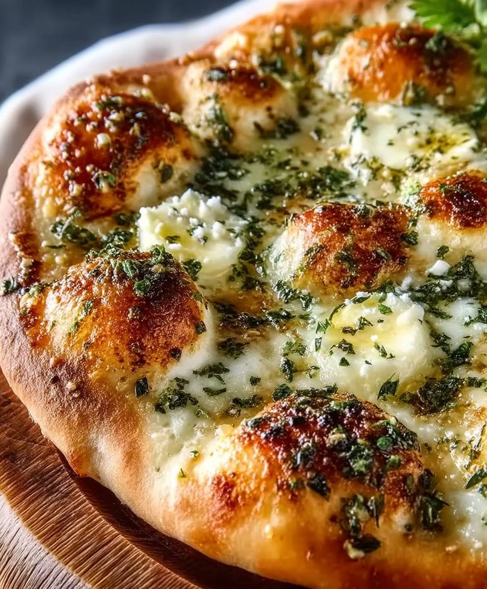 Knoblauchpizza mit Kräutern
