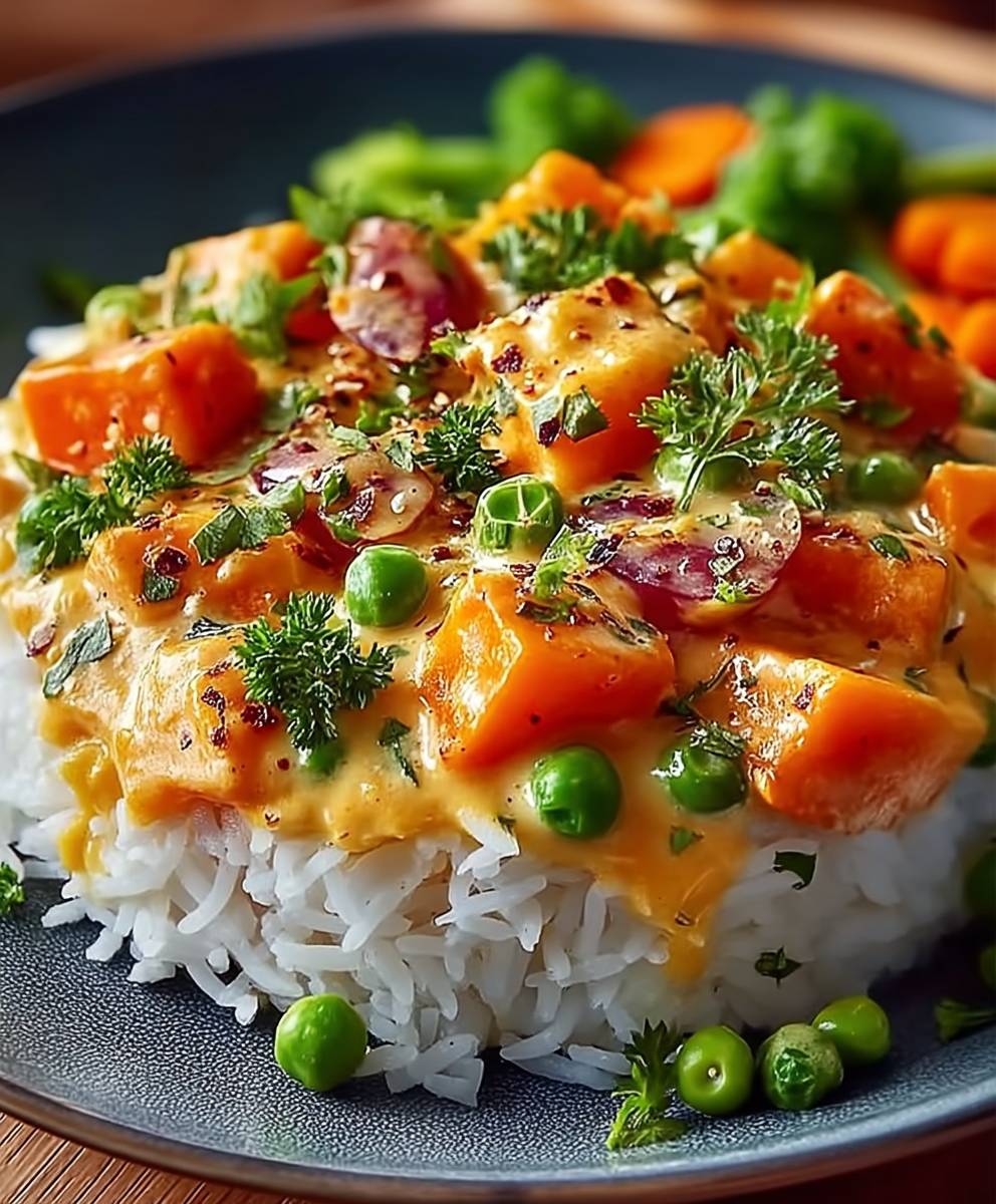 Gemüse Reis Frischkäse Sauce