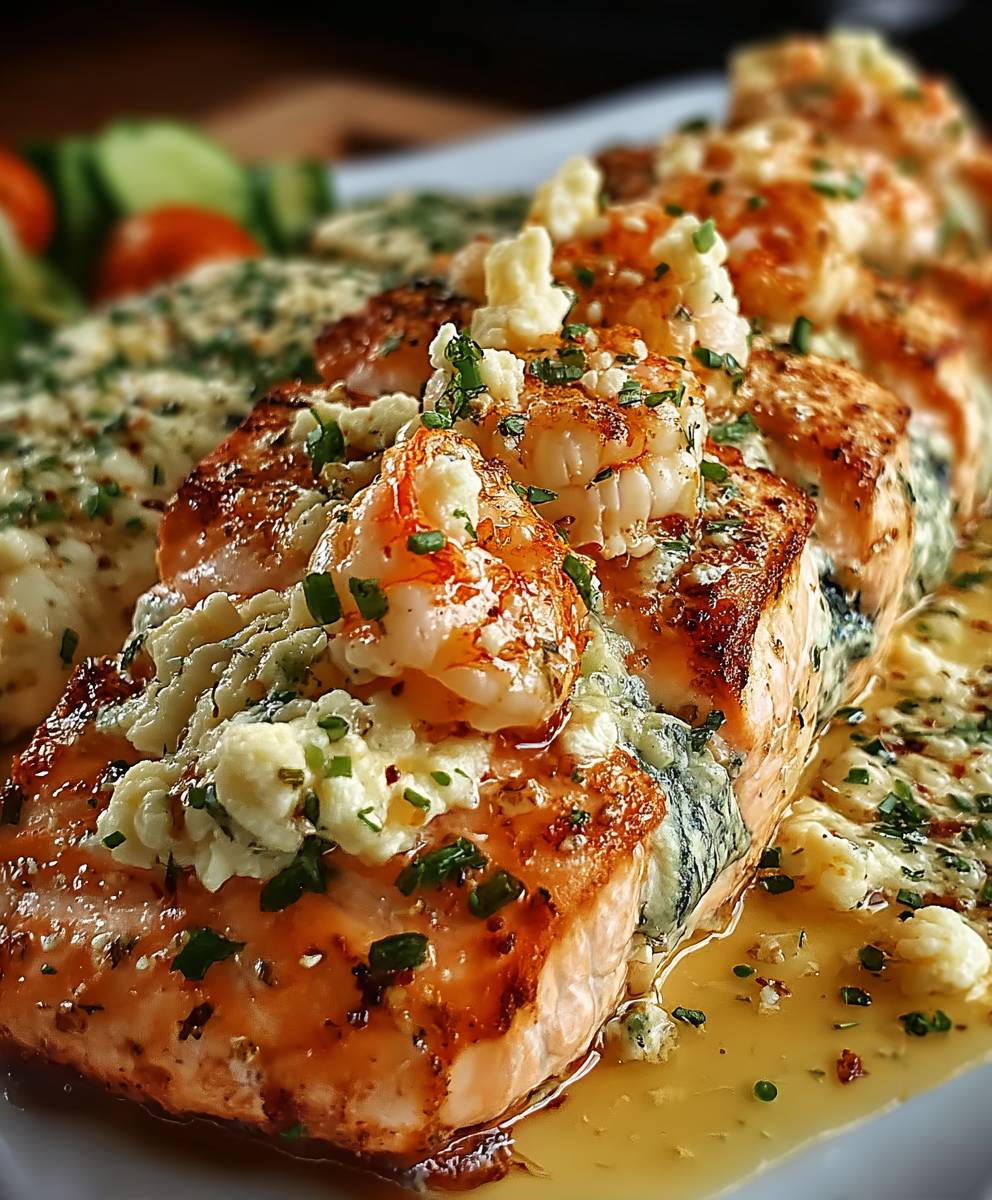 Gefüllter Lachs mit Krabben Garnelen