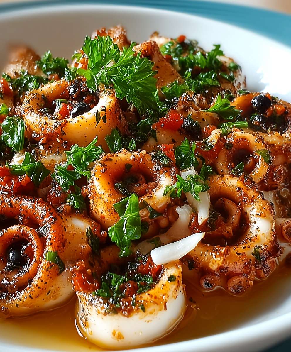 Knoblauch Tintenfisch Low Carb