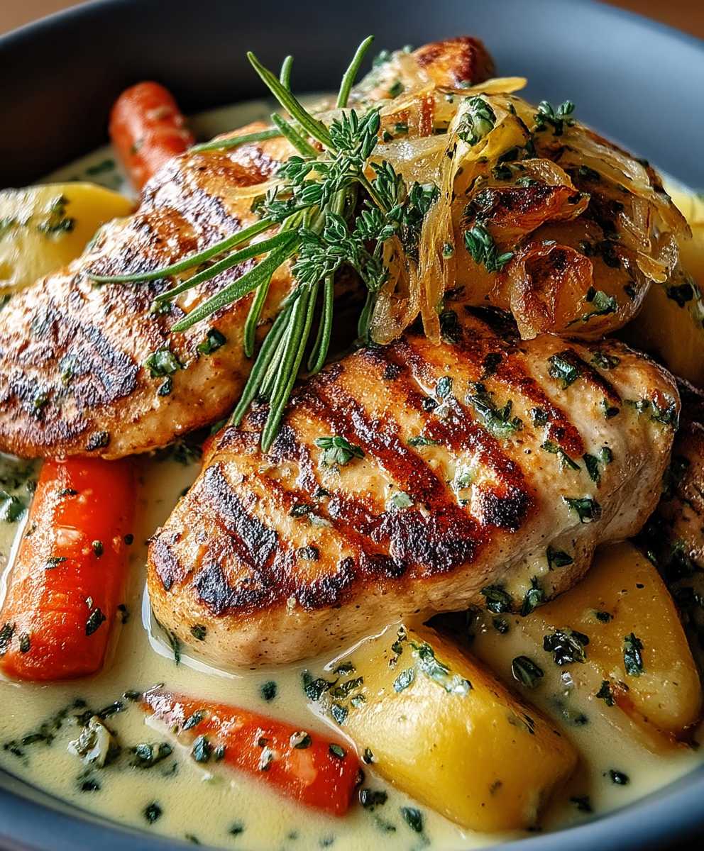 Hähnchen Kräutersauce Gemüse