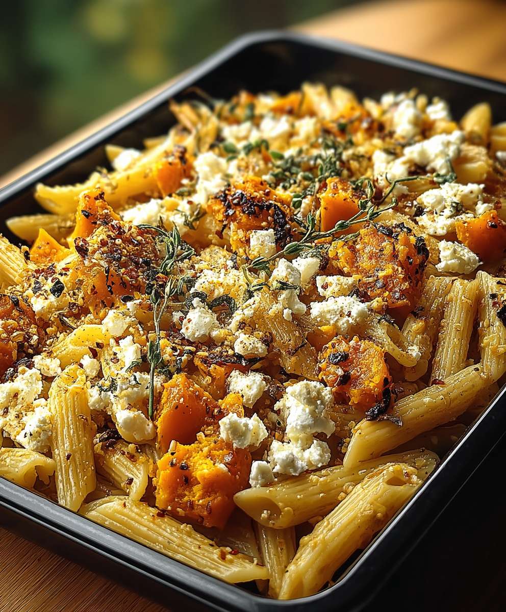 Ofenkürbis Feta Pasta Blech