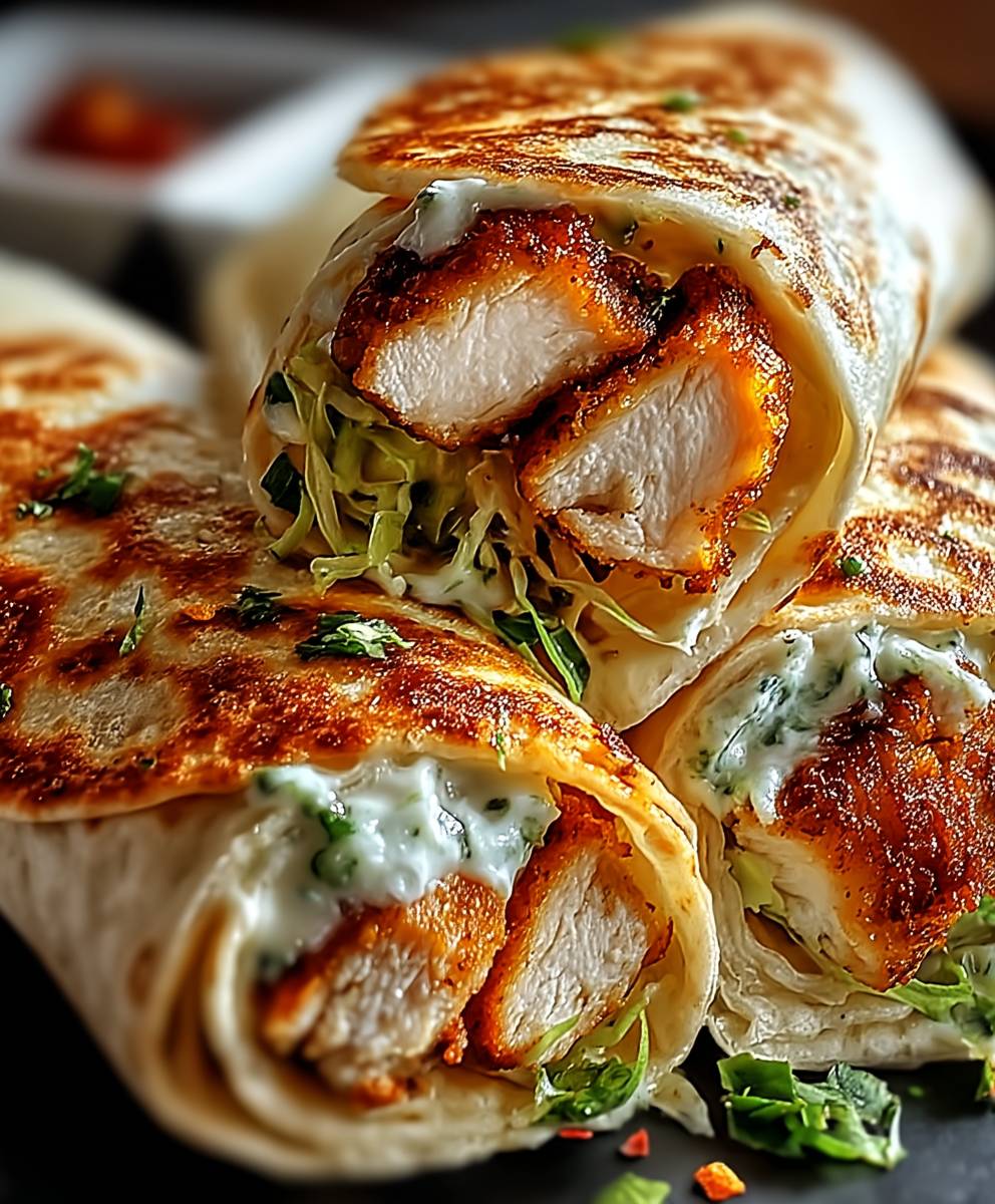 Knoblauch Hühnchen Wraps