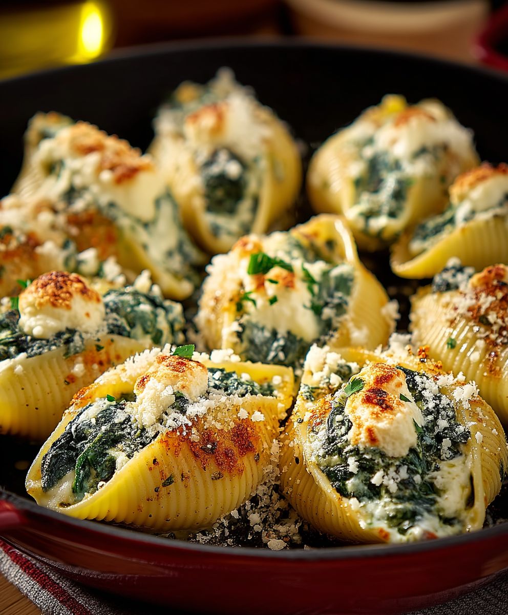 Gefüllte Muschelnudeln Ricotta Spinat