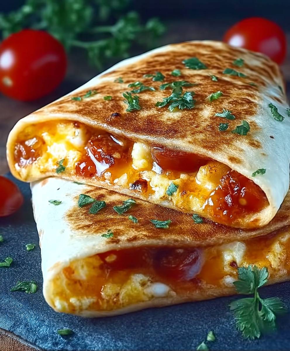 Frühstückswrap Ei Käse Tomaten
