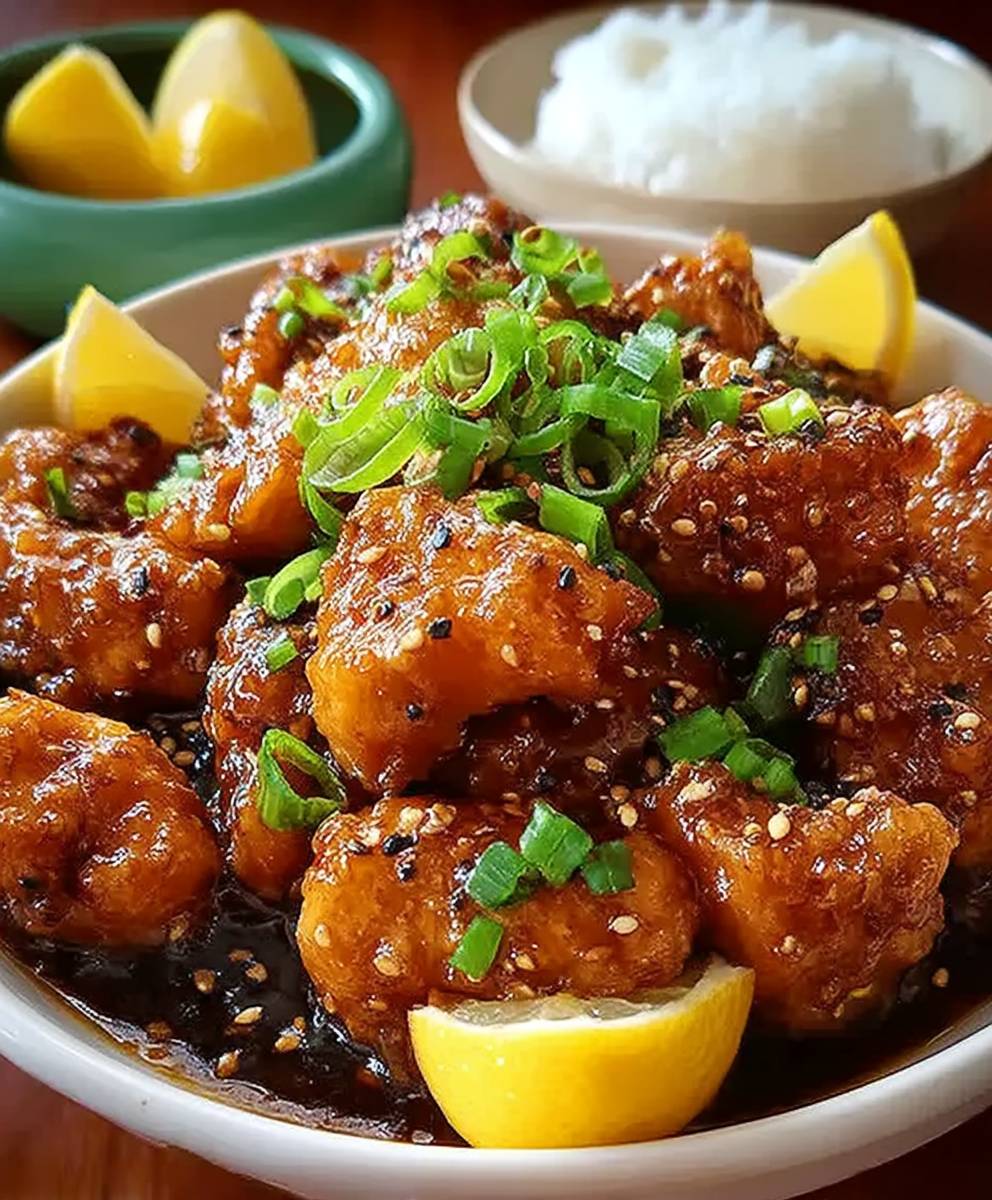 Klebriges Zitronenhähnchen chinesisch