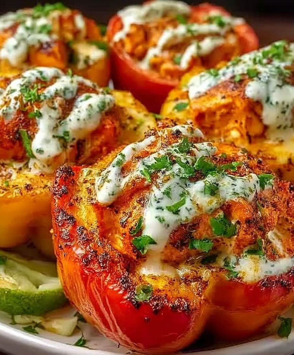 Buffalo Hähnchen gefüllte Paprika