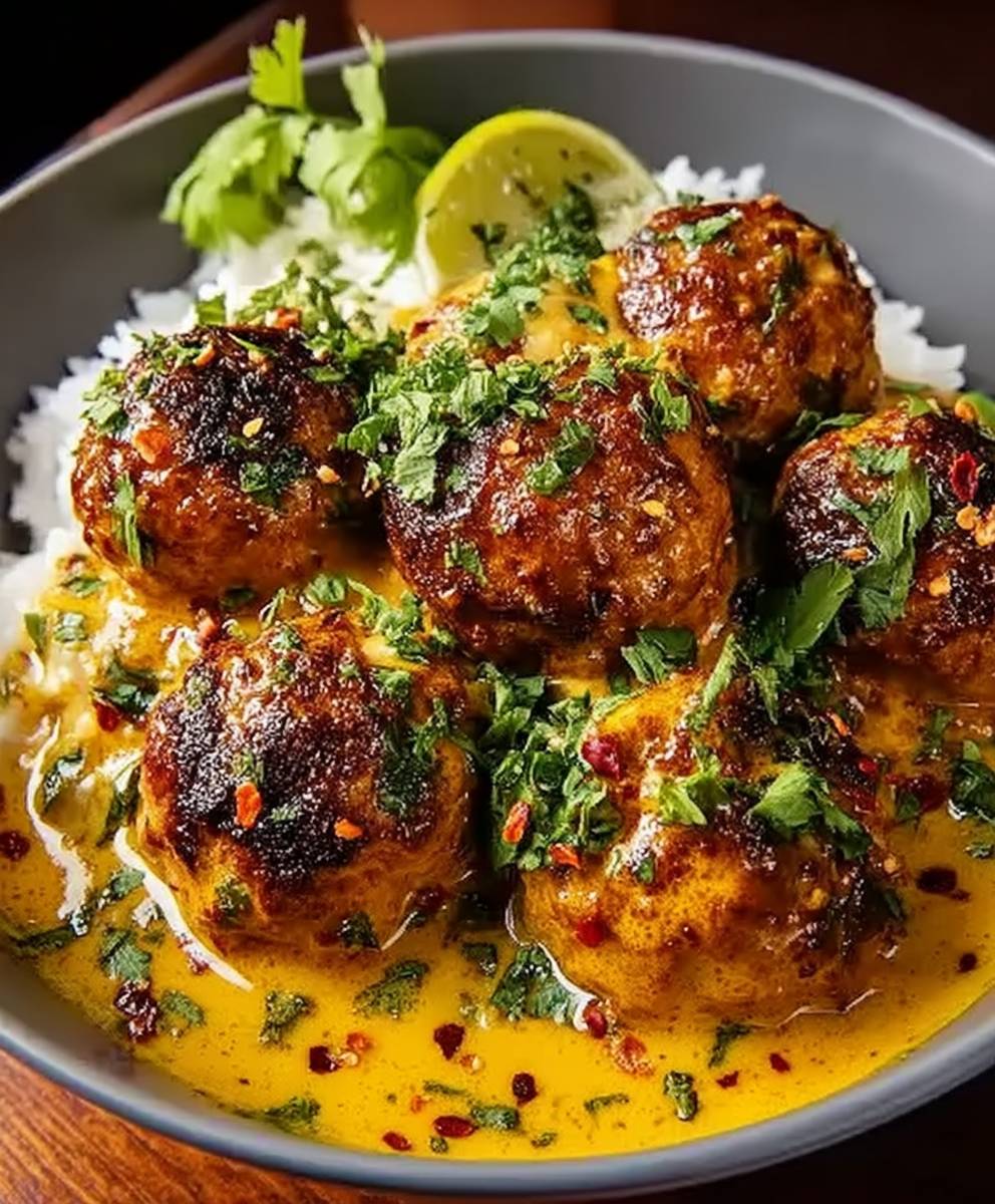 Kokos Curry Hähnchen Fleischbällchen
