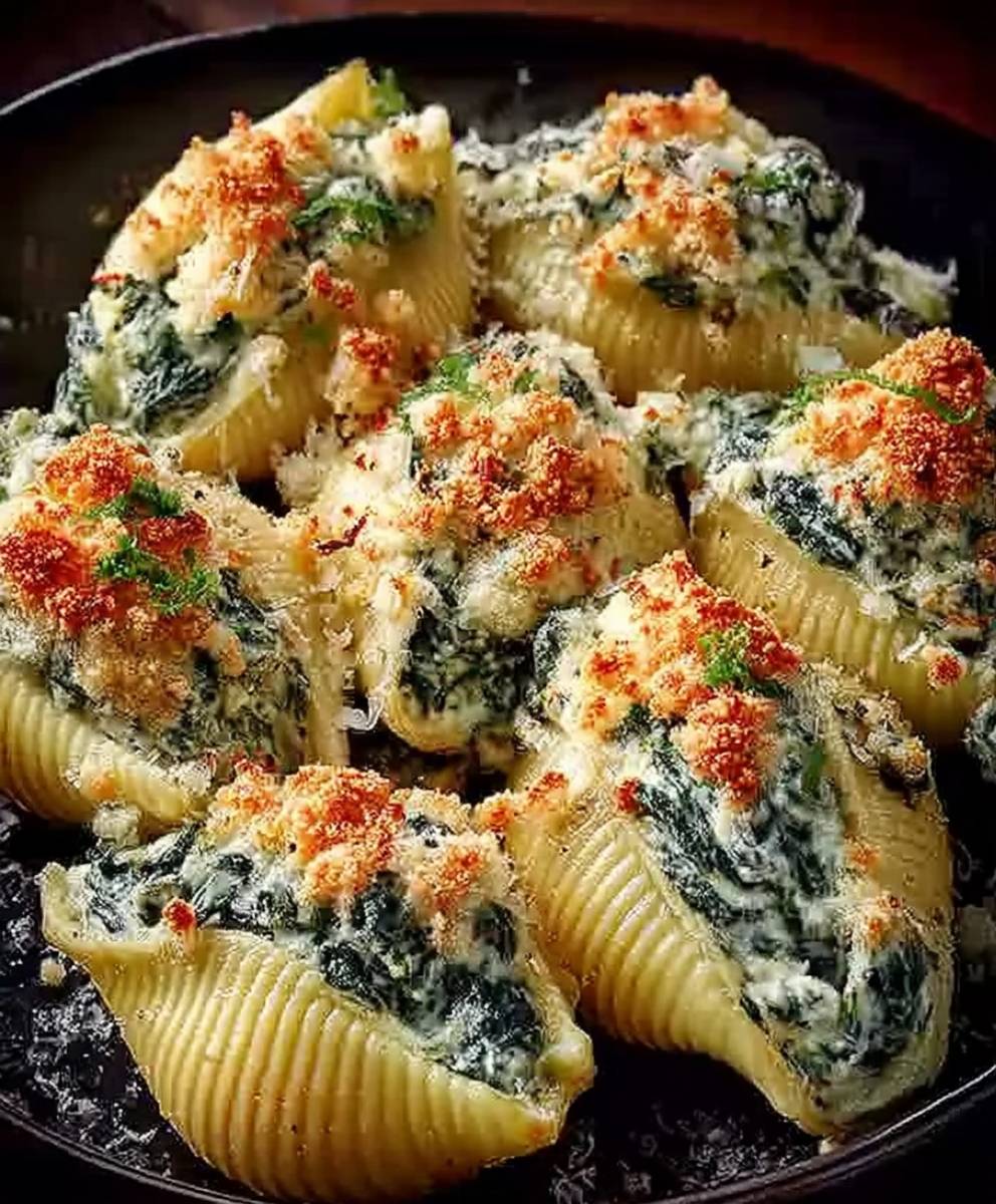 Gefüllte Pastaschalen Spinat Ricotta