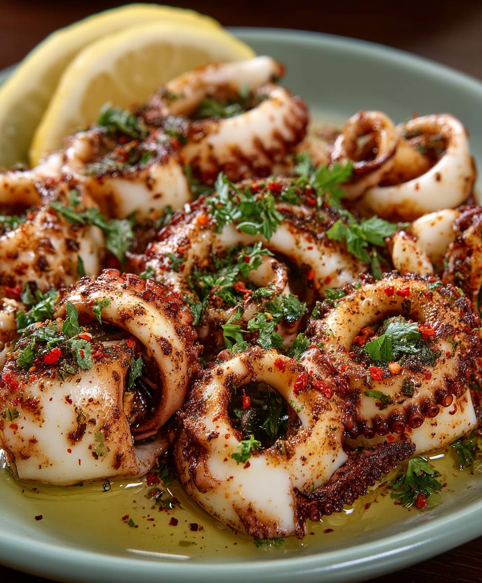 Gegrillter Knoblauch Tintenfisch