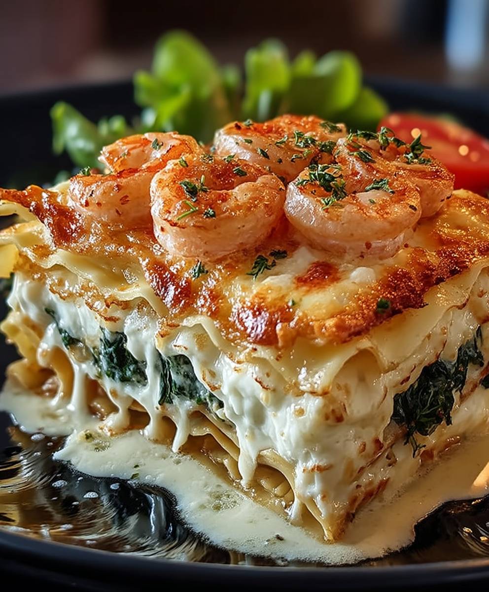 Garnelen Lasagne mit Käse