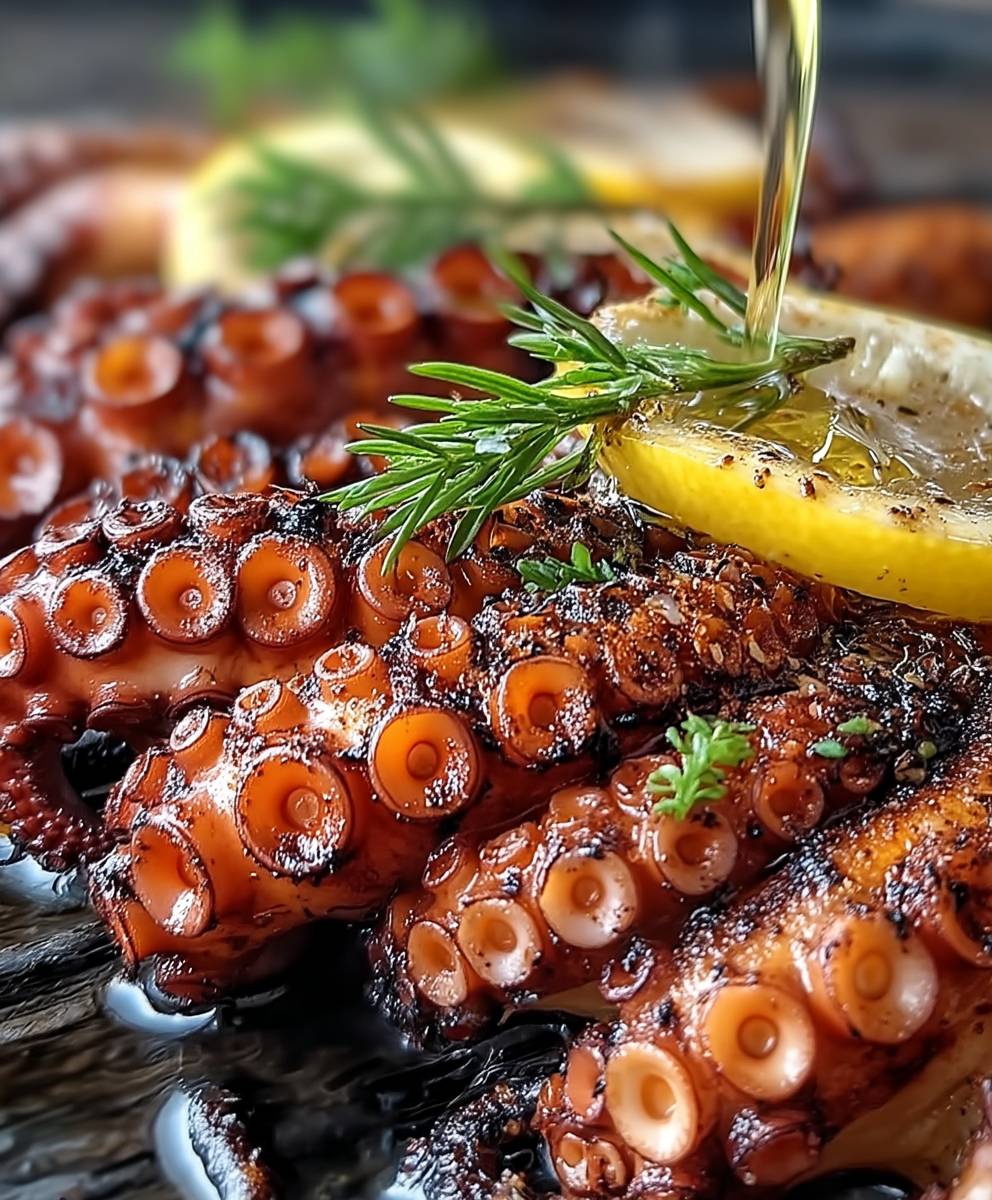 Gegrillter Oktopus Zitronen Olivenöl