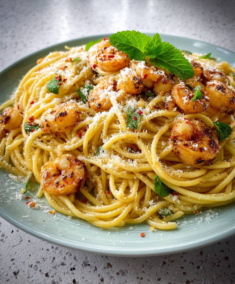 Zitronen Garnelen Spaghetti