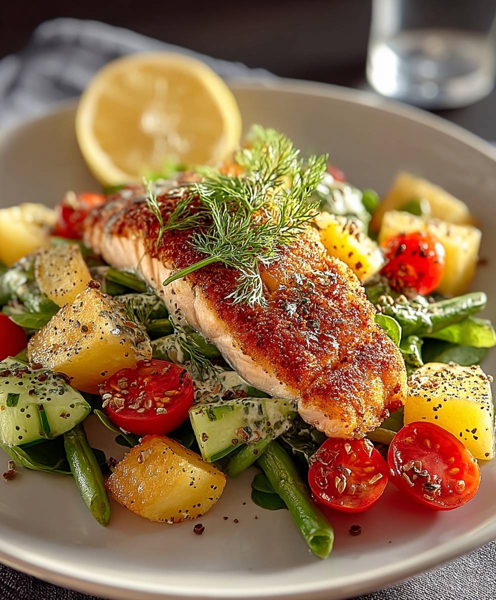 Heißluftfritteuse Lachs Salat