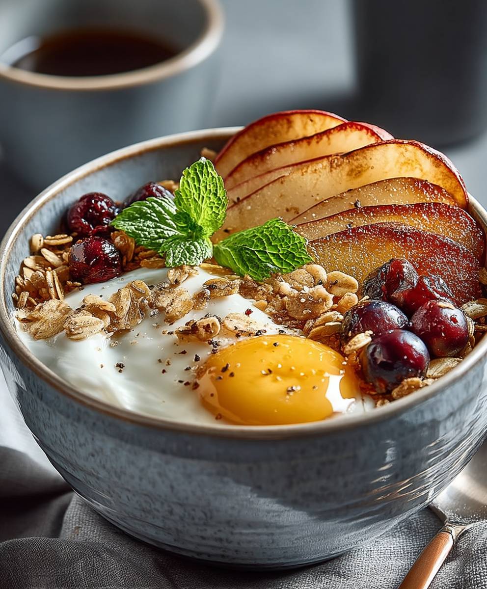 Knusprige Frühstücksschüssel golden