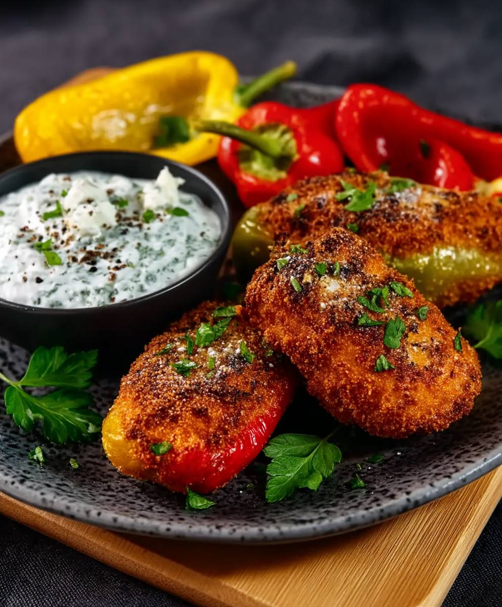 Panierte Paprika Feta