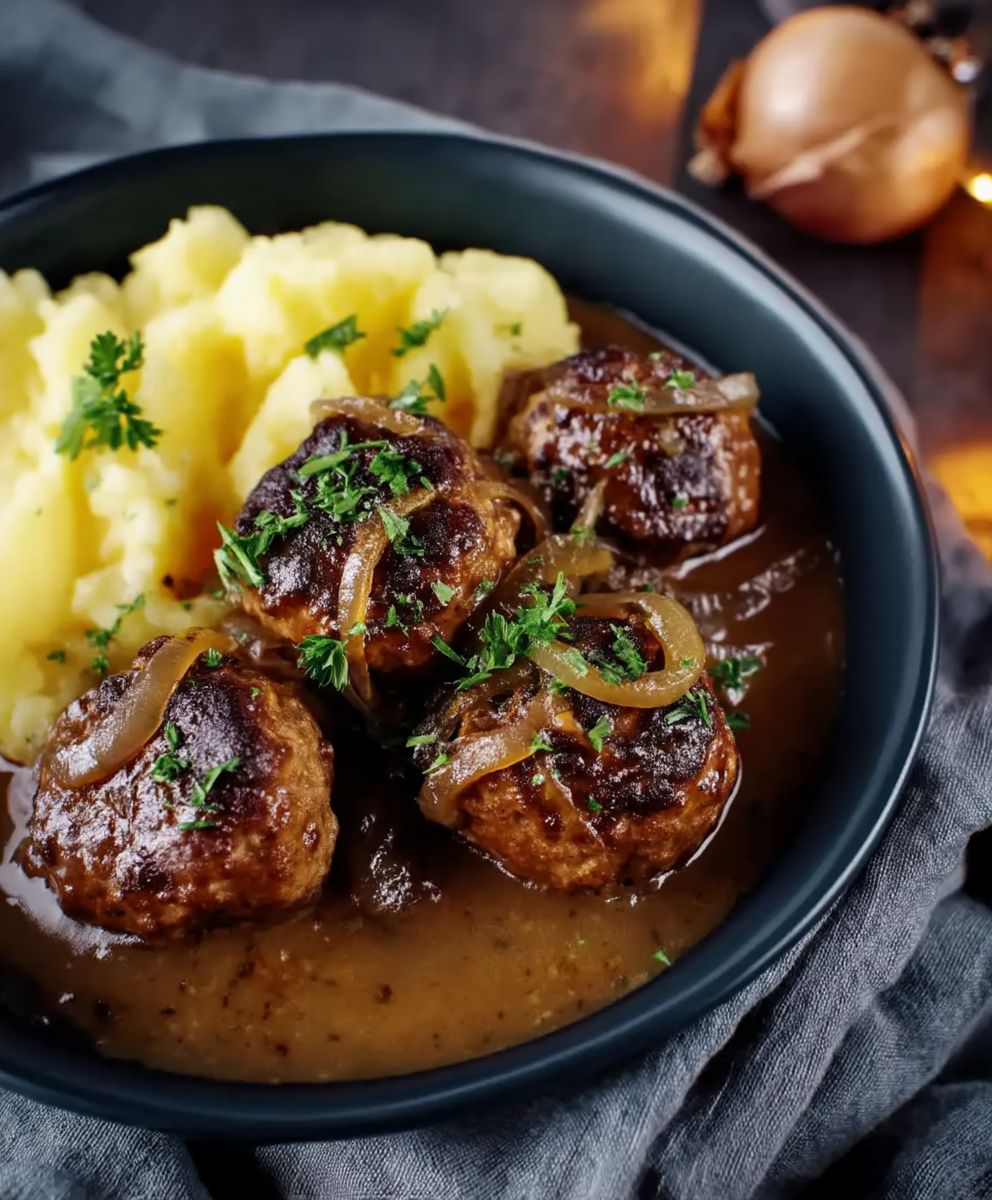 Hackbällchen Zwiebelsauce
