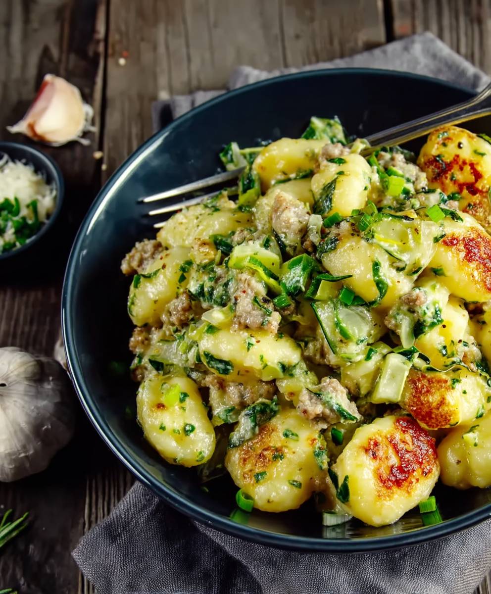 Käse Lauch Gnocchi Pfanne
