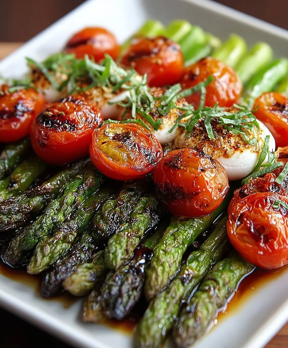 Gebratener Caprese Spargel Burrata