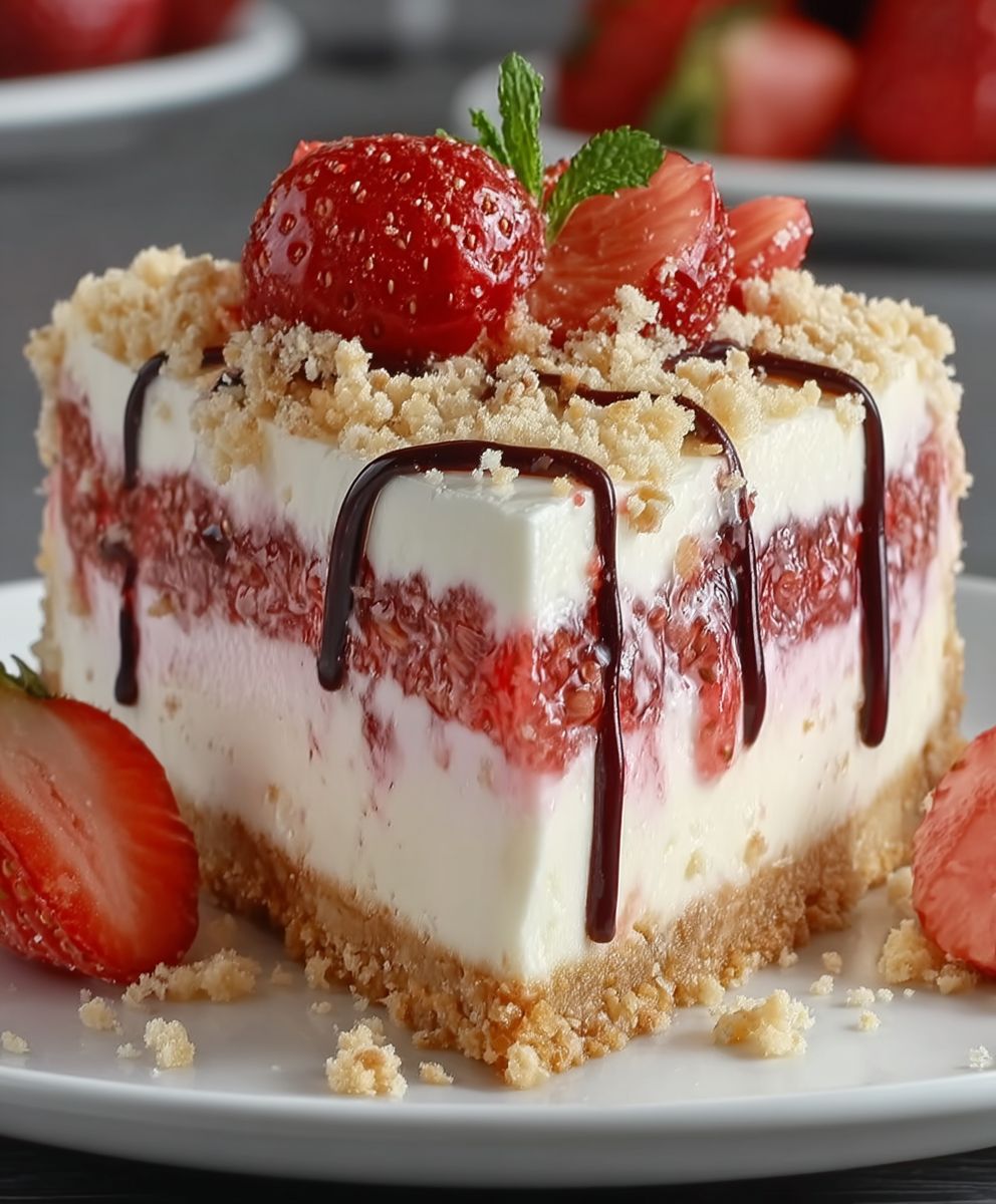 Erdbeer Crunch Käsekuchen