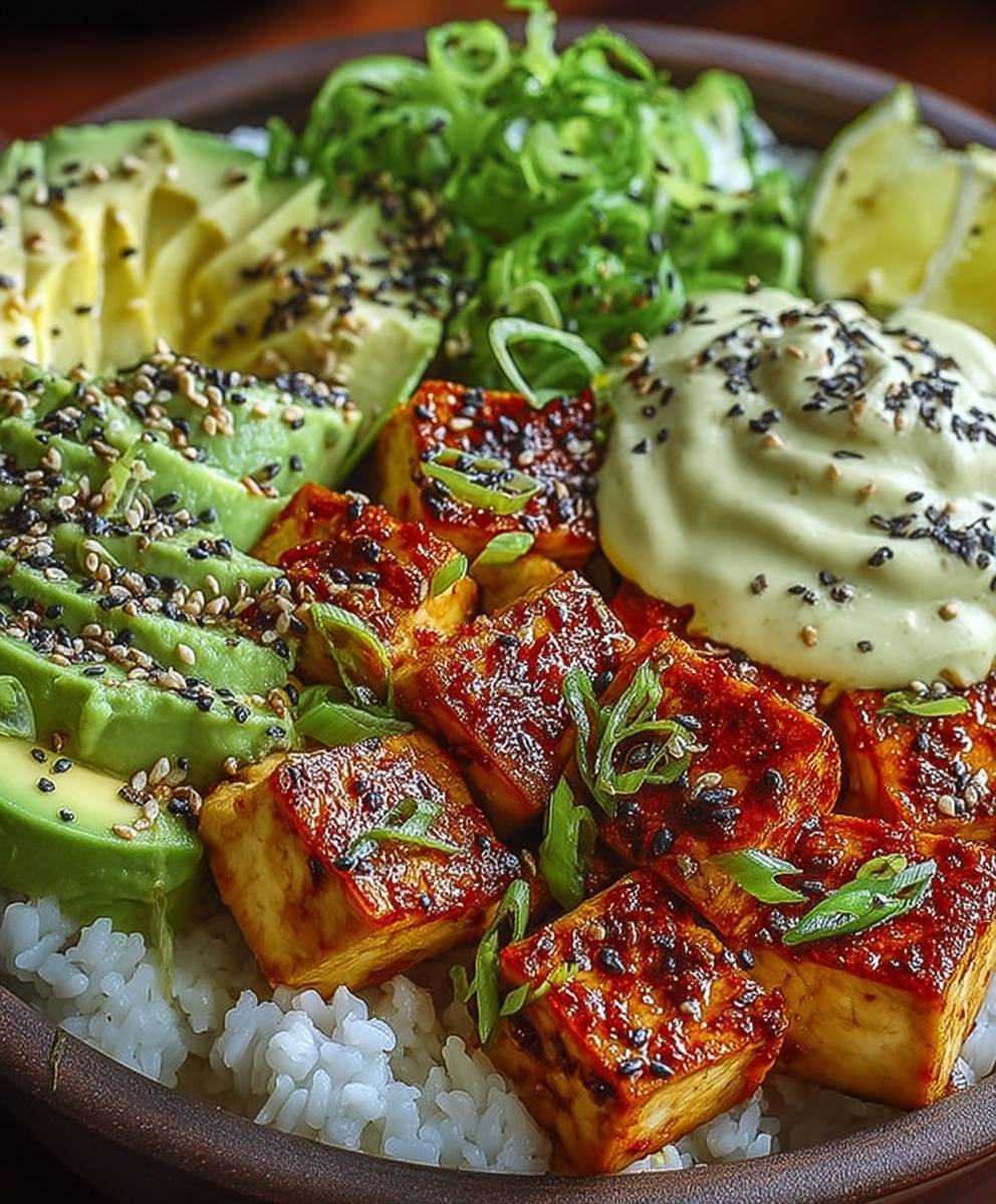 Cremige Avocado Tofu Bowl