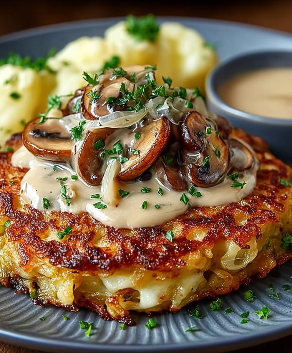Mozzarella Rösti Pilzrahmsoße