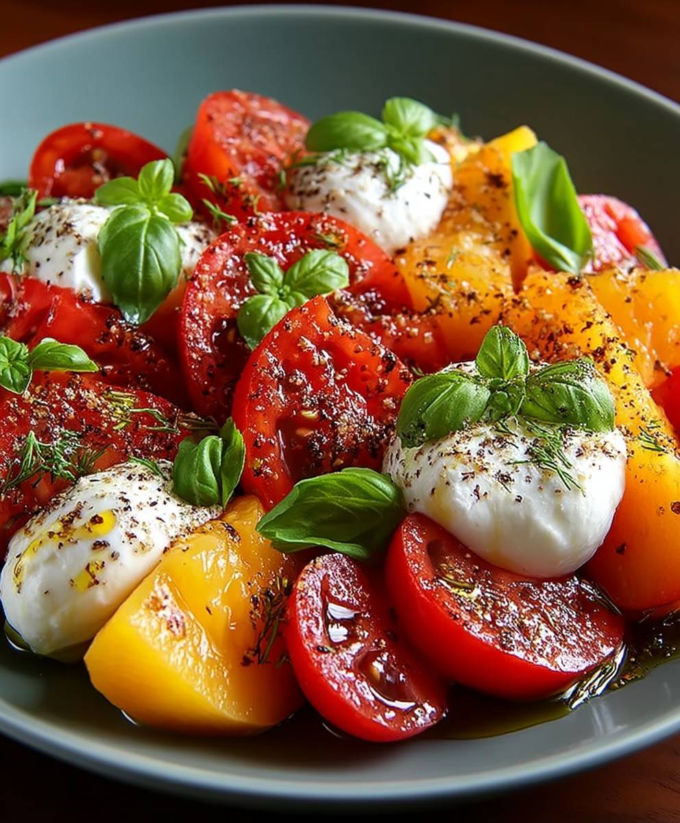 Tomaten Pfirsich Burrata Salat