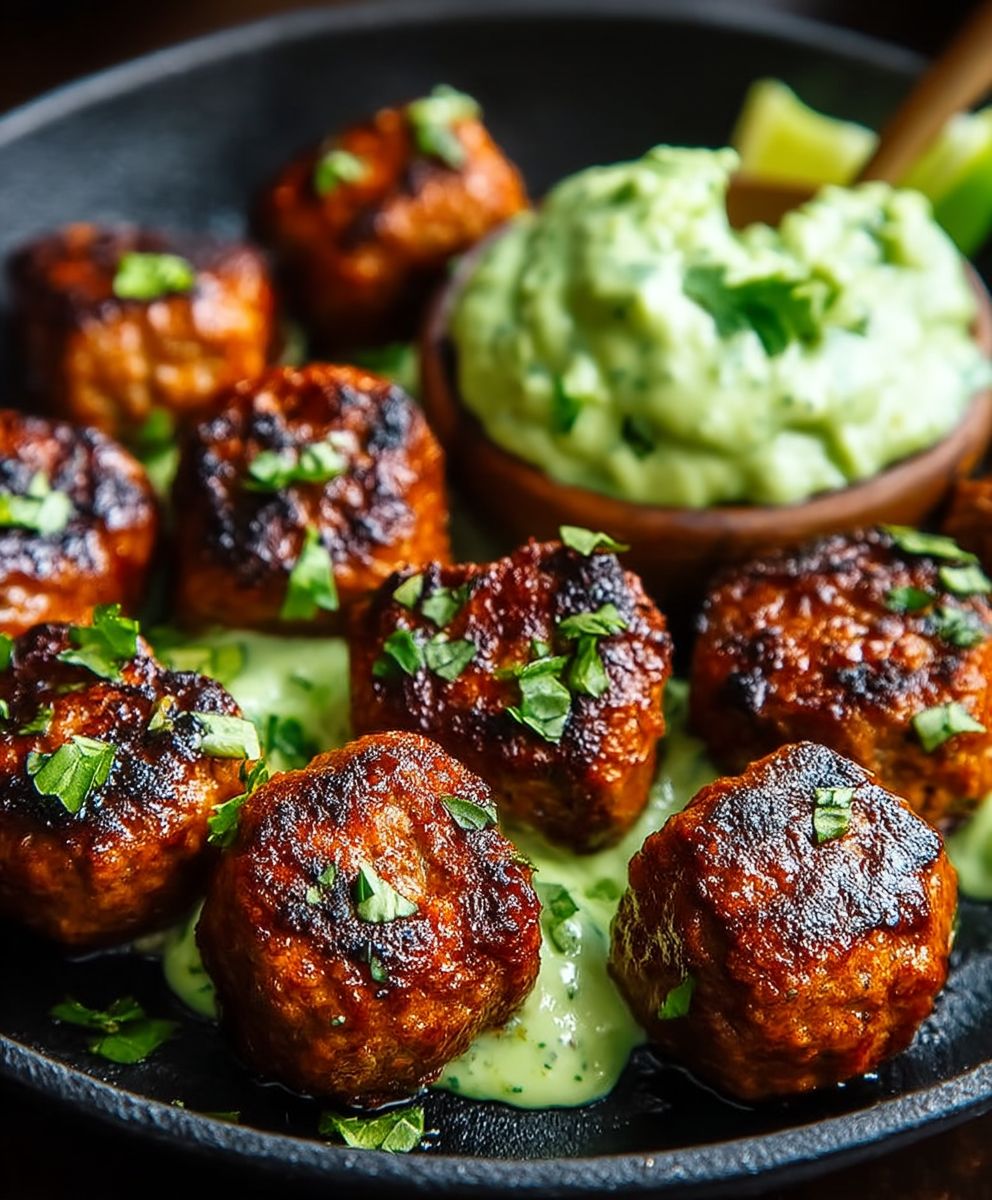 Grill Fleischbällchen Avocado Soße