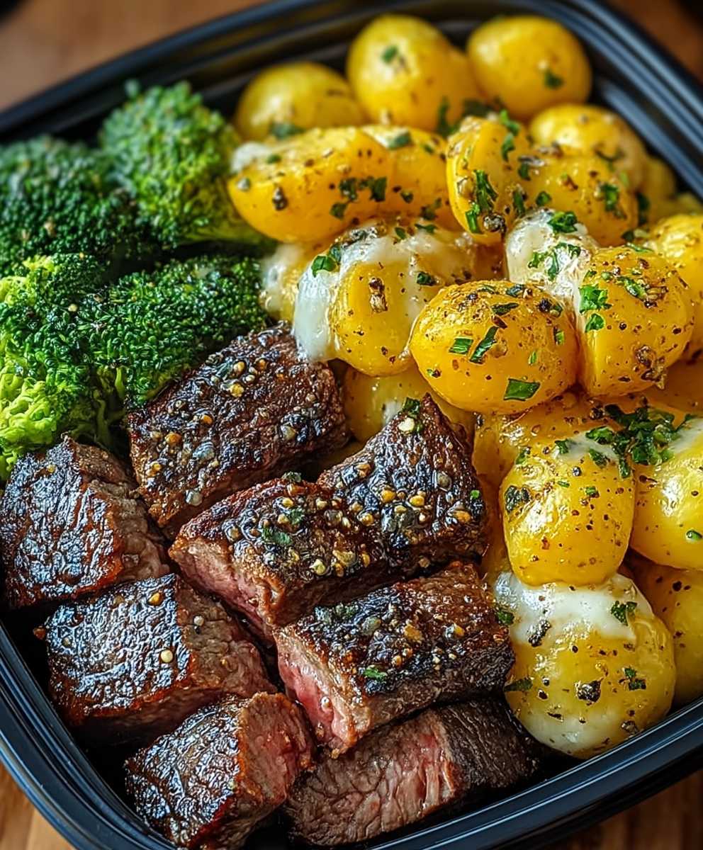 Pfeffersteak mit Knoblauchbutterkartoffeln
