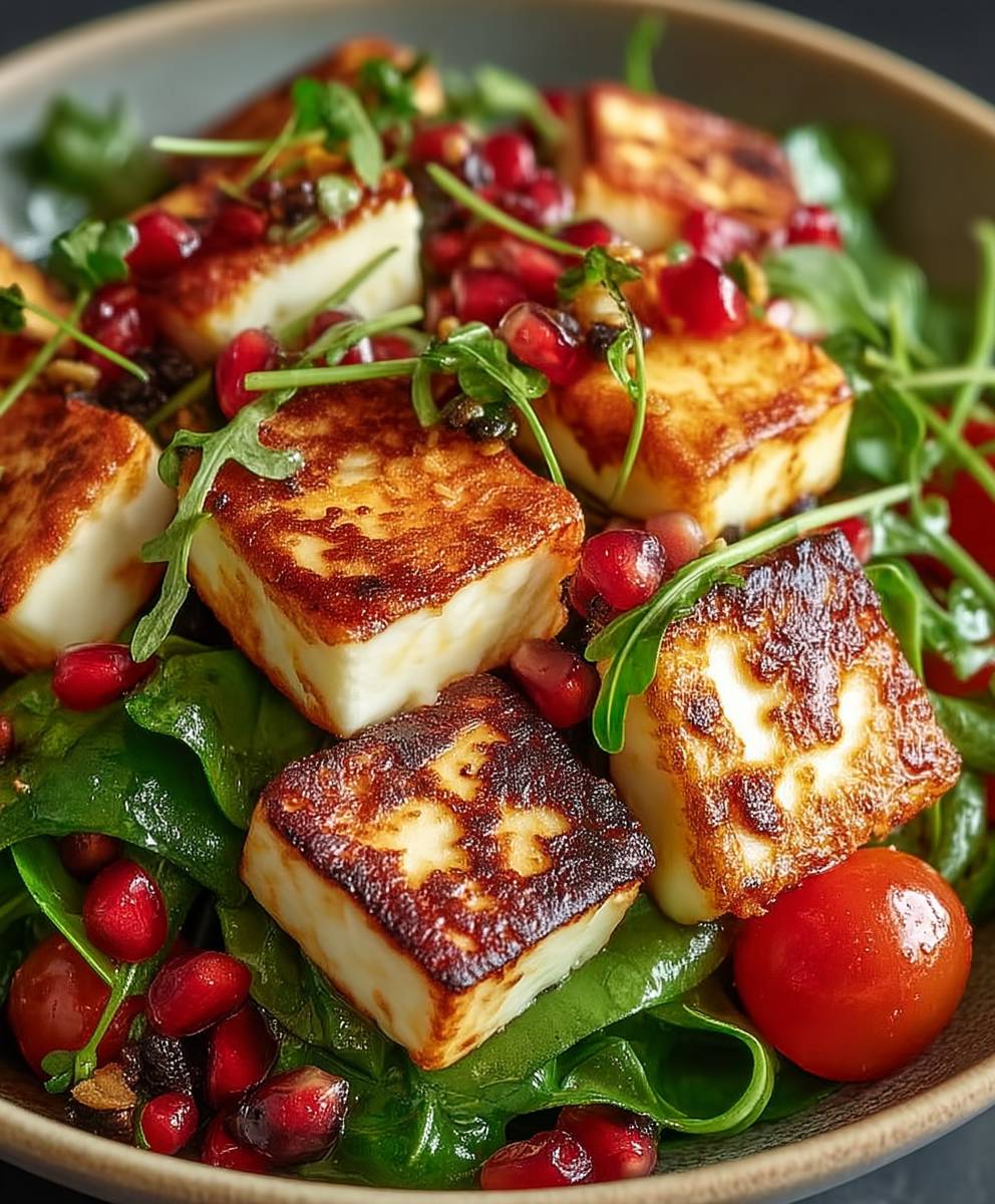 Halloumi Granatapfel Salat Sommer