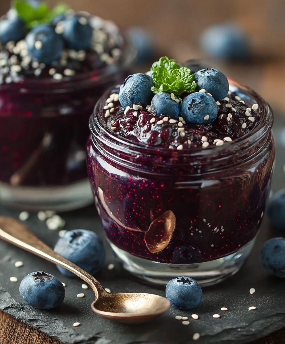 Zuckerfreie Heidelbeer Chia Marmelade