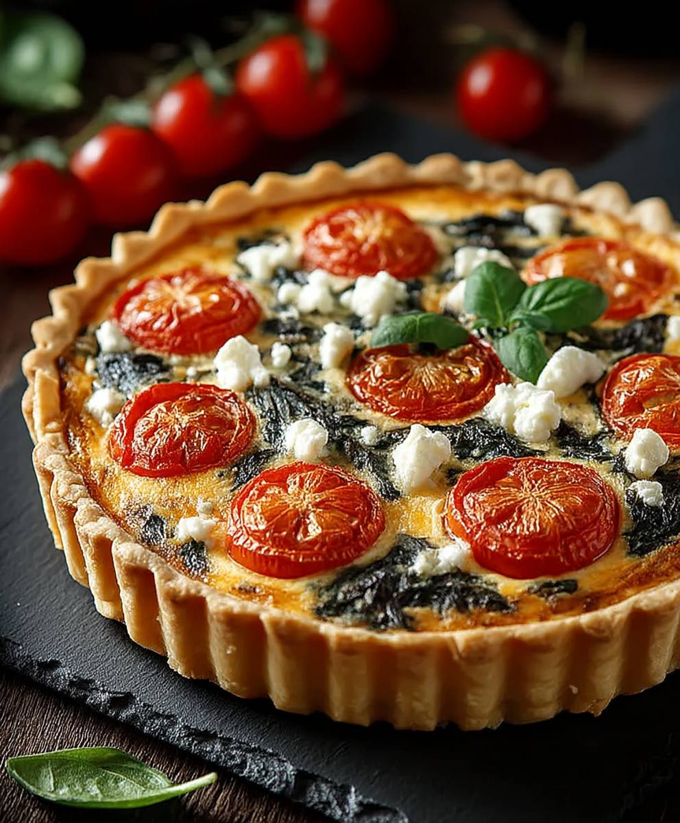 Tomaten Feta Quiche Spinat