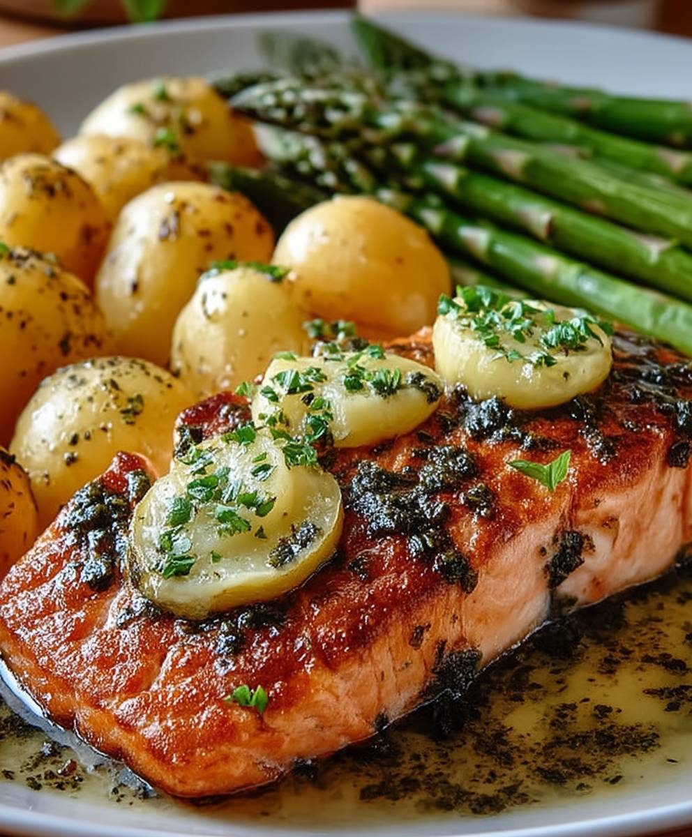 Gebackener Lachs mit Spargel