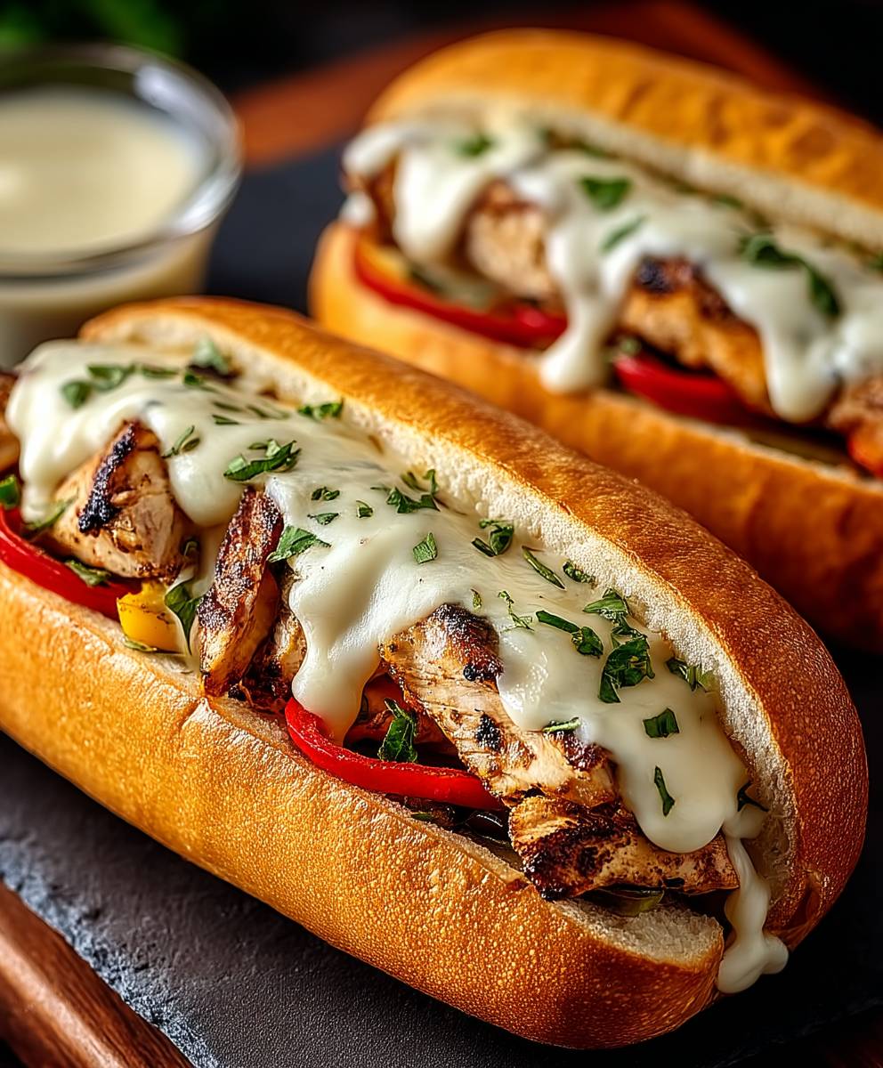 Hähnchen Cheesesteak Sandwich