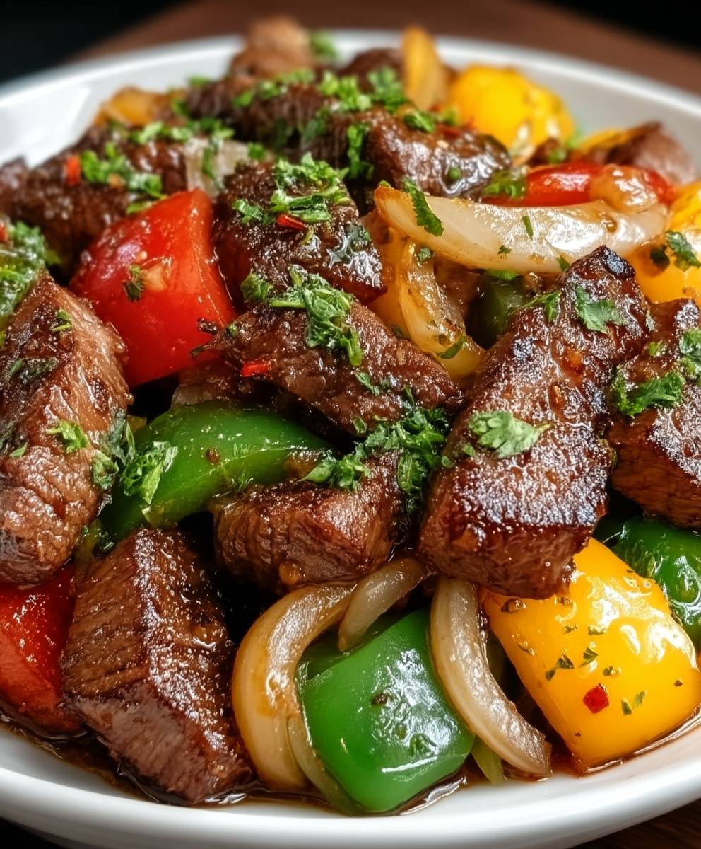 Pfeffersteak Paprika Zwiebeln