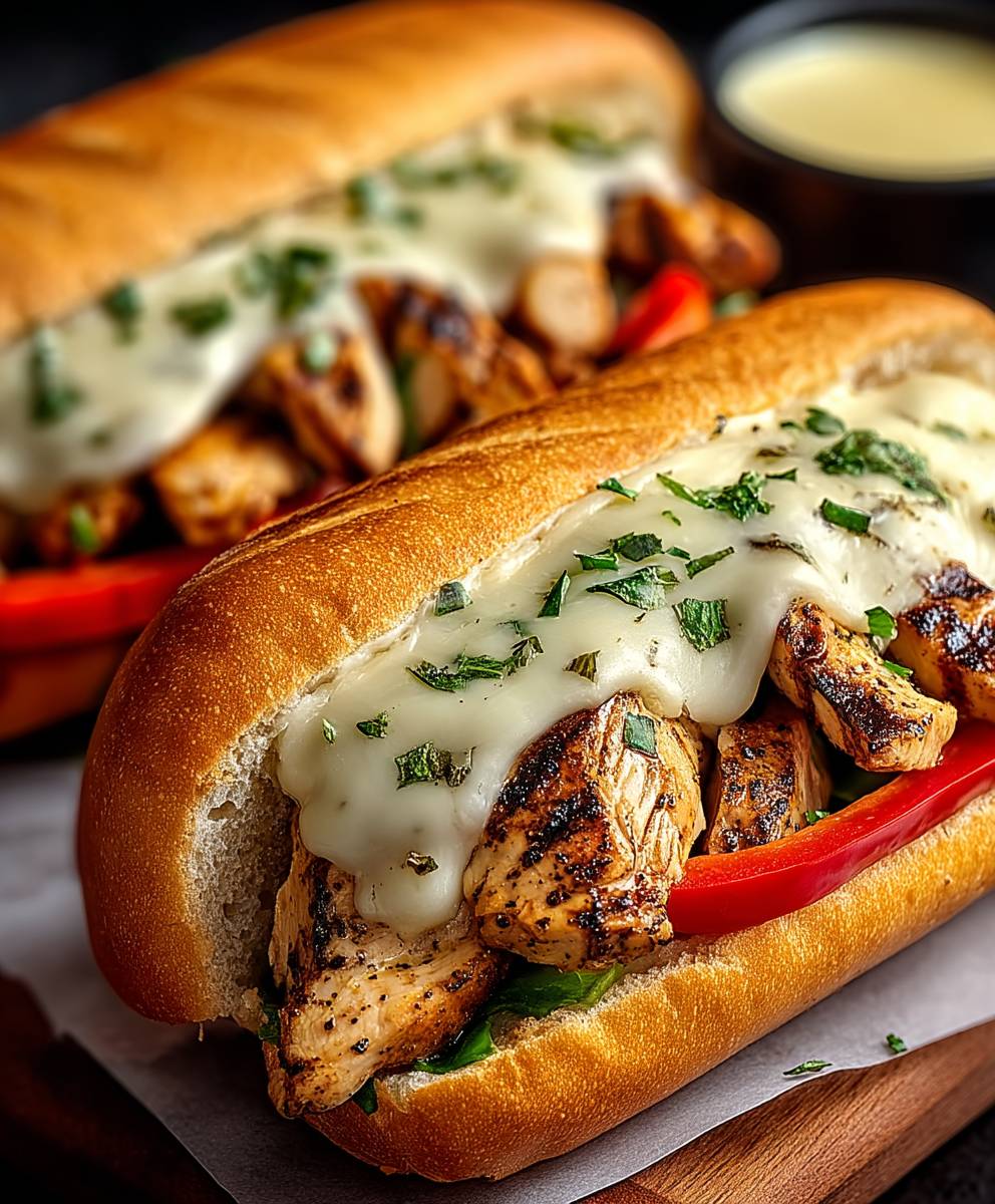 Hähnchen Cheesesteak Sandwich