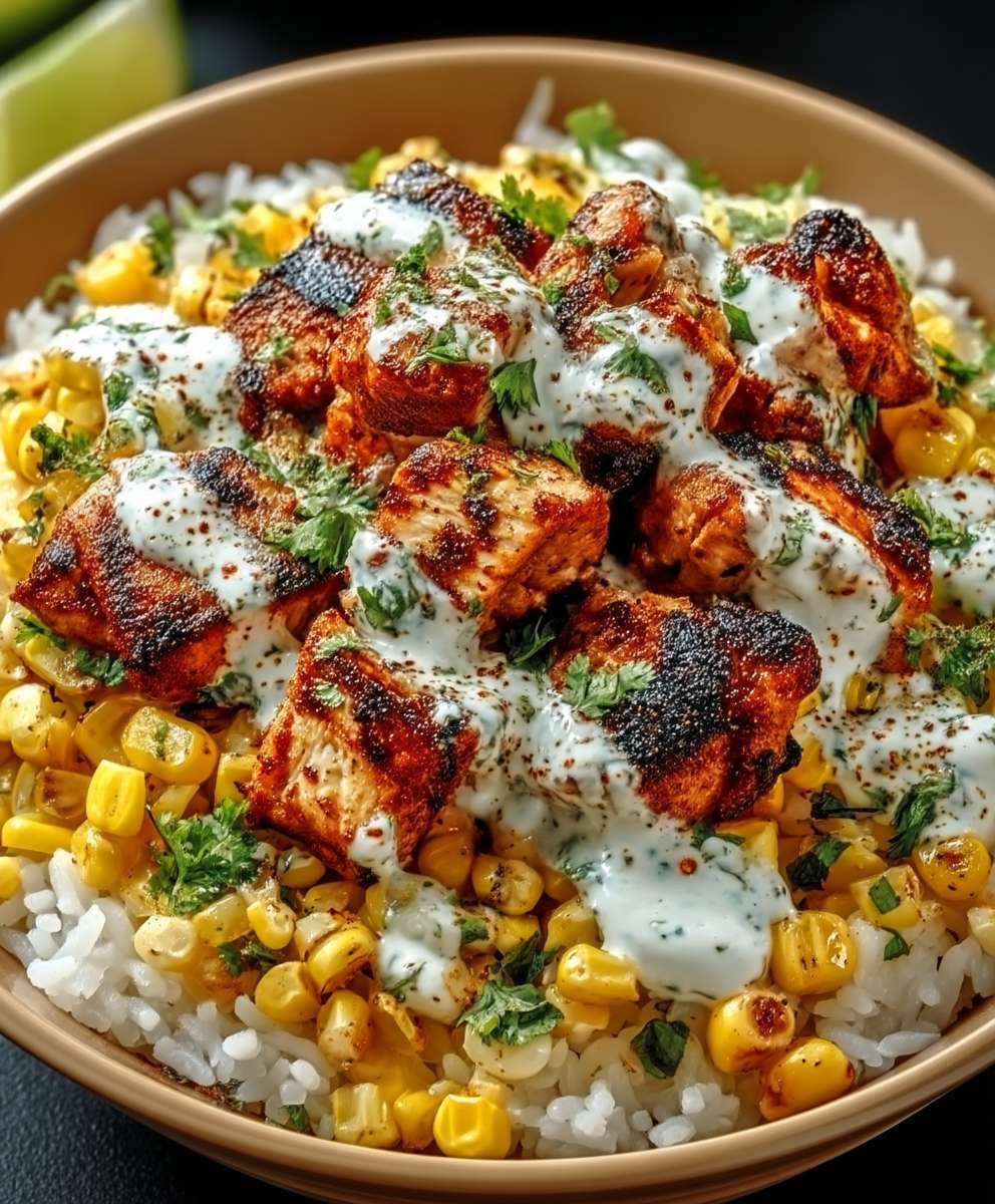Street Corn Hähnchen Reis Bowl