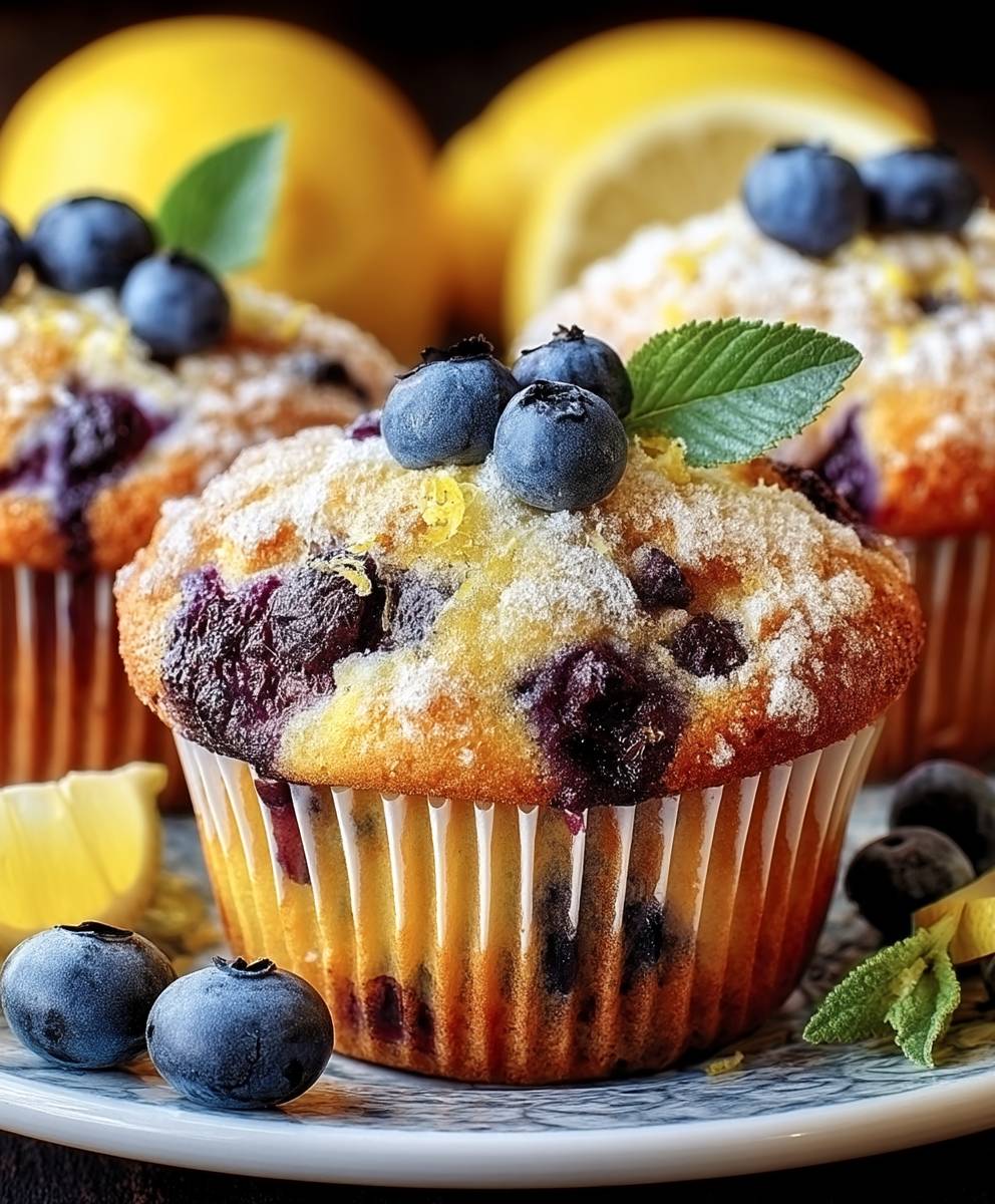 Zitronen Blaubeer Muffins backen