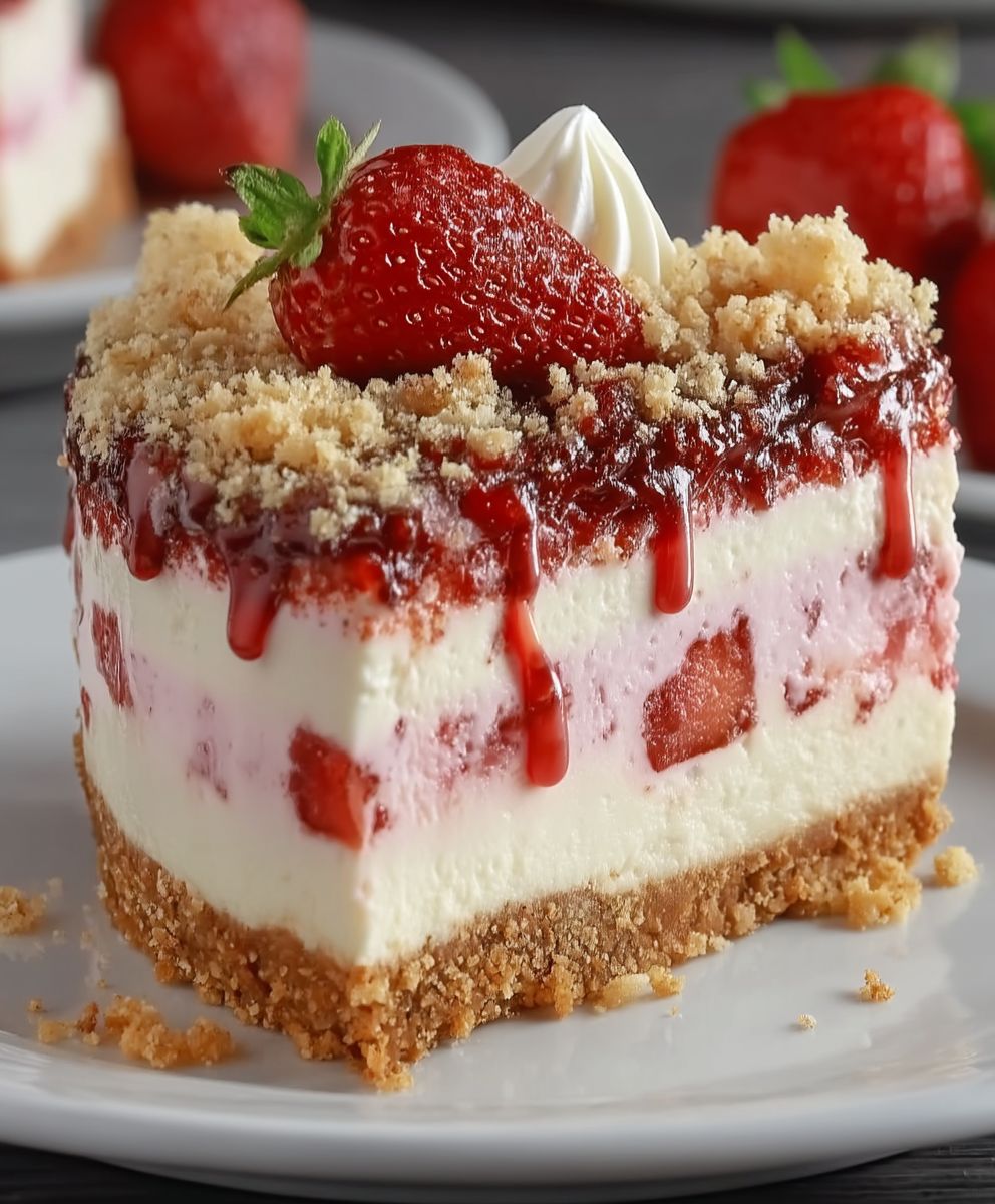 Erdbeer Crunch Käsekuchen