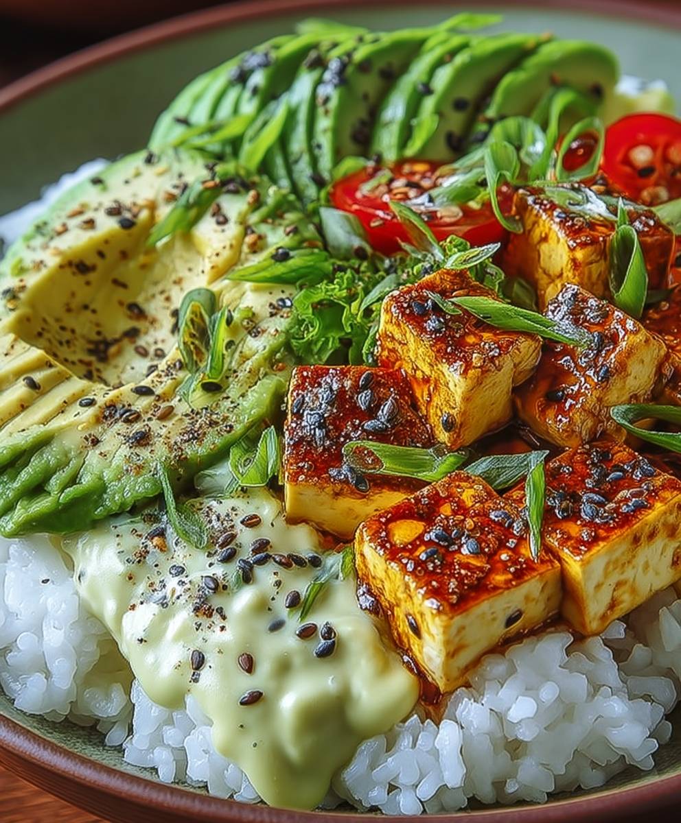 Cremige Avocado Tofu Bowl
