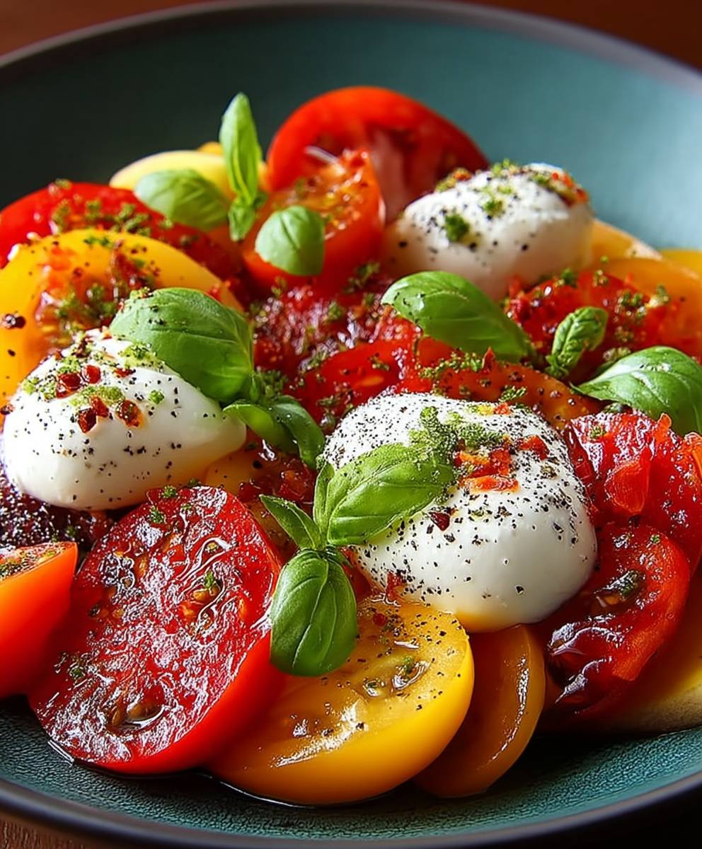 Tomaten Pfirsich Burrata Salat