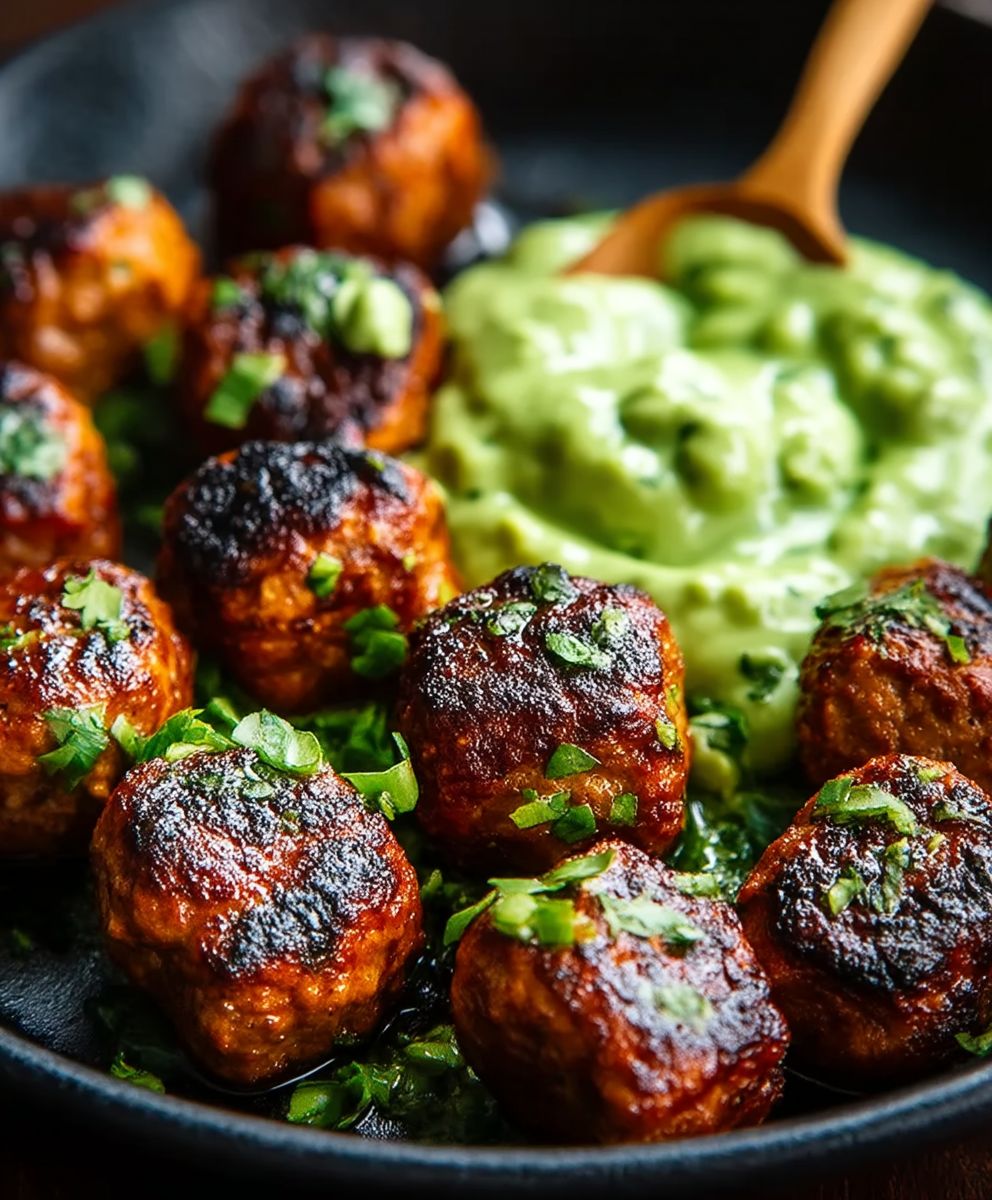 Grill Fleischbällchen Avocado Soße