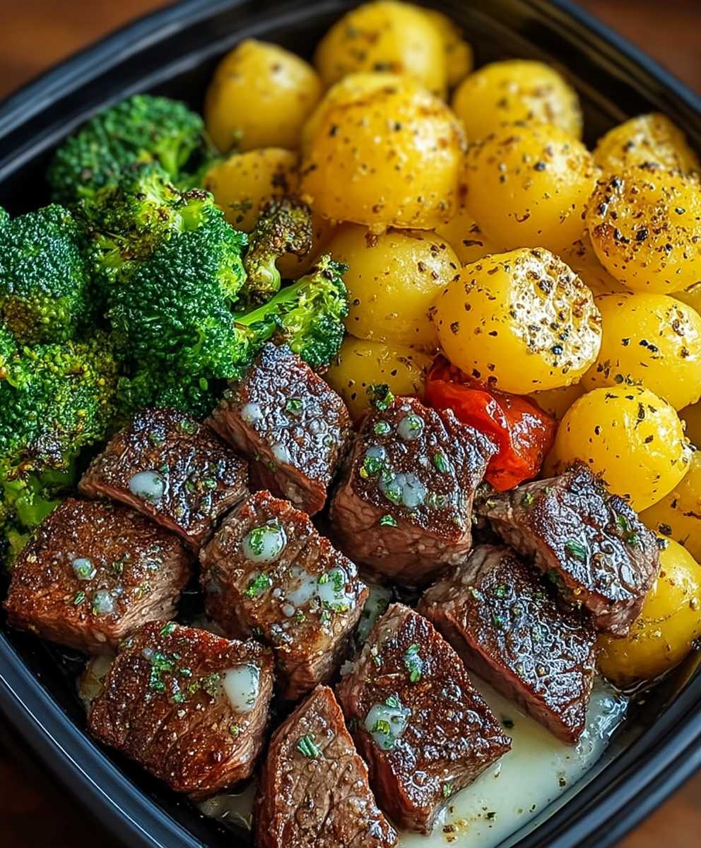 Pfeffersteak mit Knoblauchbutterkartoffeln